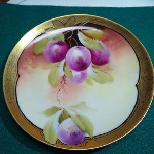 Haviland Plate w/ Plums Made in France Gold Trim